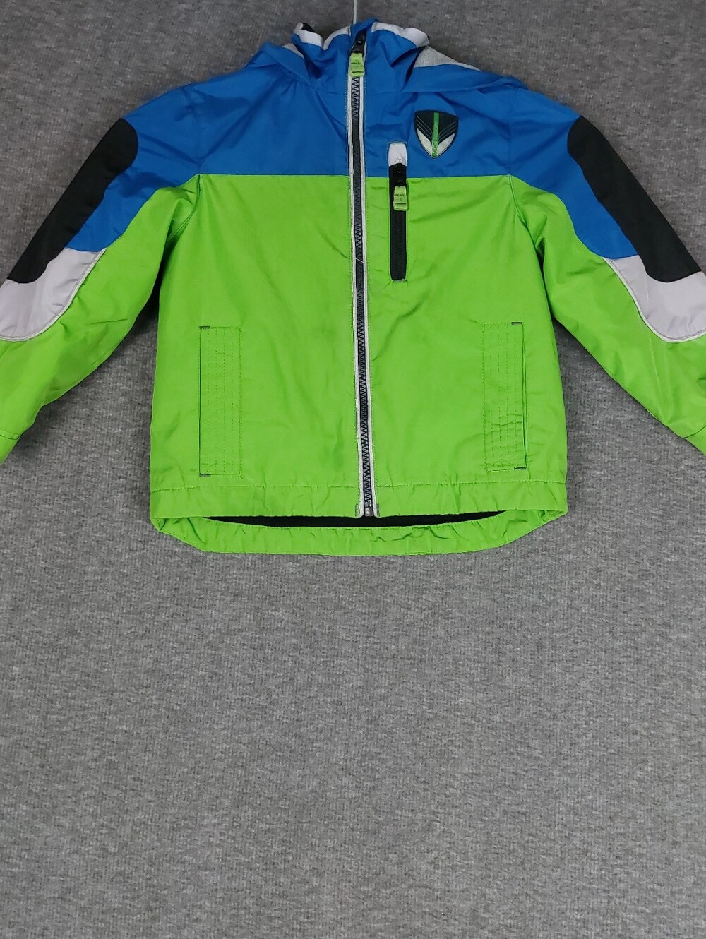 LONDON FOG TODDLER BOYS GREEN BLUE HOODED FLEECE LINED LIGHT WEIGHT COAT 3T